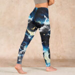 Buddha Stones Blue Butterfly Water Waves Moon Print Gym Leggings Women's Yoga Pants - image 5