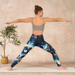 Buddha Stones Blue Butterfly Water Waves Moon Print Gym Leggings Women's Yoga Pants - image 11