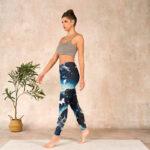 Buddha Stones Blue Butterfly Water Waves Moon Print Gym Leggings Women's Yoga Pants - image 13