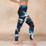 Buddha Stones Blue Butterfly Water Waves Moon Print Gym Leggings Women's Yoga Pants - image 17