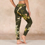 Buddha Stones Black Magnolia Flowers Print Gym Leggings Women's Yoga Pants - image 3