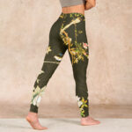 Buddha Stones Black Magnolia Flowers Print Gym Leggings Women's Yoga Pants - image 5