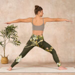 Buddha Stones Black Magnolia Flowers Print Gym Leggings Women's Yoga Pants - image 11