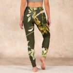 Buddha Stones Black Magnolia Flowers Print Gym Leggings Women's Yoga Pants - image 15