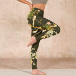 Buddha Stones Black Magnolia Flowers Print Gym Leggings Women's Yoga Pants - image 16