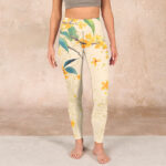 Buddha Stones Yellow Osmanthus Fragrans Rapeseed Print Gym Leggings Women's Yoga Pants - image 2