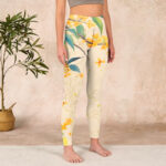 Buddha Stones Yellow Osmanthus Fragrans Rapeseed Print Gym Leggings Women's Yoga Pants - image 4