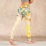 Buddha Stones Yellow Osmanthus Fragrans Rapeseed Print Gym Leggings Women's Yoga Pants - image 5