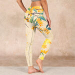 Buddha Stones Yellow Osmanthus Fragrans Rapeseed Print Gym Leggings Women's Yoga Pants - image 3