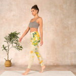 Buddha Stones Yellow Osmanthus Fragrans Rapeseed Print Gym Leggings Women's Yoga Pants - image 13