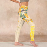 Buddha Stones Yellow Osmanthus Fragrans Rapeseed Print Gym Leggings Women's Yoga Pants - image 17