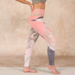 Buddha Stones Withered White Lotus Print Gym Leggings Women's Yoga Pants - image 17