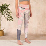 Buddha Stones Withered White Lotus Print Gym Leggings Women's Yoga Pants - image 4