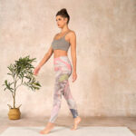 Buddha Stones Withered White Lotus Print Gym Leggings Women's Yoga Pants - image 13