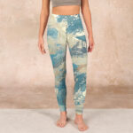 Buddha Stones Chinese Architecture Dark Sea Green Print Fitness Leggings Women's Yoga Pants - image 2