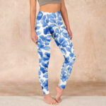 Buddha Stones Blue Flowers Print Fitness Leggings Women's Yoga Pants - LightSkyBlue - US18，UK/AU22，EU50 (4XL) - image 1
