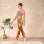 Buddha Stones Golden Auspicious Cloud Waves Print Gym Leggings Women's Yoga Pants - image 13
