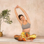 Buddha Stones Golden Auspicious Cloud Waves Print Gym Leggings Women's Yoga Pants - image 14