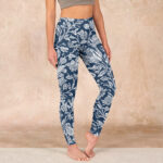 Buddha Stones Dark Blue Flower Print Fitness Leggings Women's Yoga Pants - SteelBlue - US18，UK/AU22，EU50 (4XL) - image 1