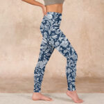 Buddha Stones Dark Blue Flower Print Fitness Leggings Women's Yoga Pants - image 17