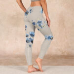 Buddha Stones Dark Blue Flower Gym Leggings Women's Yoga Pants - image 3