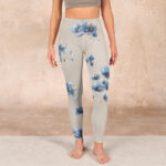 Buddha Stones Dark Blue Flower Gym Leggings Women's Yoga Pants - image 2