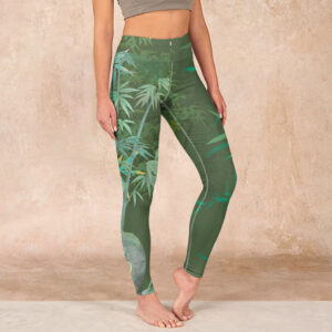Buddha Stones Green Bamboo Rock Flower Print Gym Leggings Women's Yoga Pants - SeaGreen - US18，UK/AU22，EU50 (4XL) - image 1