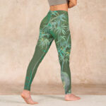 Buddha Stones Green Bamboo Rock Flower Print Gym Leggings Women's Yoga Pants - image 5