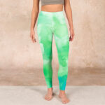 Buddha Stones Green Ink Wash Pattern Gym Leggings Women's Yoga Pants - image 2