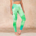 Buddha Stones Green Ink Wash Pattern Gym Leggings Women's Yoga Pants - SpringGreen - US18，UK/AU22，EU50 (4XL) - image 1