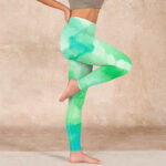 Buddha Stones Green Ink Wash Pattern Gym Leggings Women's Yoga Pants - image 16