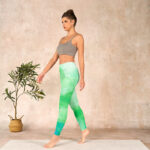 Buddha Stones Green Ink Wash Pattern Gym Leggings Women's Yoga Pants - image 13