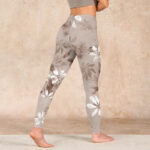 Buddha Stones White Brown Flowers Pattern Gym Leggings Women's Yoga Pants - image 5