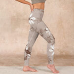 Buddha Stones White Brown Flowers Pattern Gym Leggings Women's Yoga Pants - image 17