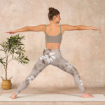 Buddha Stones White Brown Flowers Pattern Gym Leggings Women's Yoga Pants - image 11