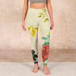 Buddha Stones Golden Green Leaves Colorful Flowers Gym Leggings Women's Yoga Pants - image 2