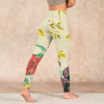 Buddha Stones Golden Green Leaves Colorful Flowers Gym Leggings Women's Yoga Pants - image 5