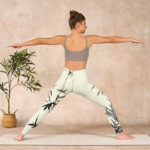 Buddha Stones Ink Painting Bamboo Leaves Print Sports Leggings Women's Yoga Pants - image 12