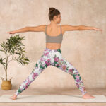 Buddha Stones Red White Peony Flower Print Sports Leggings Women's Yoga Pants - image 12