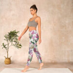 Buddha Stones Red White Peony Flower Print Sports Leggings Women's Yoga Pants - image 13
