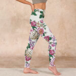 Buddha Stones Red White Peony Flower Print Sports Leggings Women's Yoga Pants - image 17