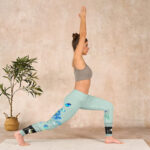 Buddha Stones Mint Green Blue Peony Butterfly Print Sports Leggings Women's Yoga Pants - image 11