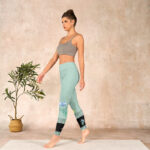 Buddha Stones Mint Green Blue Peony Butterfly Print Sports Leggings Women's Yoga Pants - image 13