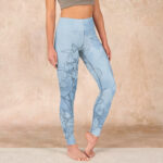 Buddha Stones Blue Flower Sketch Print Sports Leggings Women's Yoga Pants - LightBlue - US18，UK/AU22，EU50 (4XL) - image 1