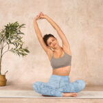 Buddha Stones Blue Flower Sketch Print Sports Leggings Women's Yoga Pants - image 14