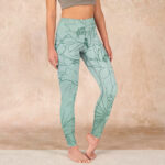 Buddha Stones Green Lotus Flower Print Sports Leggings Women's Yoga Pants - DarkSeaGreen - US18，UK/AU22，EU50 (4XL) - image 1