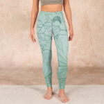 Buddha Stones Green Lotus Flower Print Sports Leggings Women's Yoga Pants - image 2