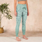Buddha Stones Green Lotus Flower Print Sports Leggings Women's Yoga Pants - image 4