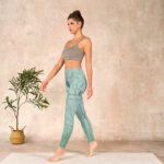 Buddha Stones Green Lotus Flower Print Sports Leggings Women's Yoga Pants - image 13