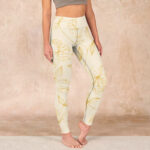 Buddha Stones Beige Flower Vine Print Gym Leggings Women's Yoga Pants - Beige - US18，UK/AU22，EU50 (4XL) - image 1